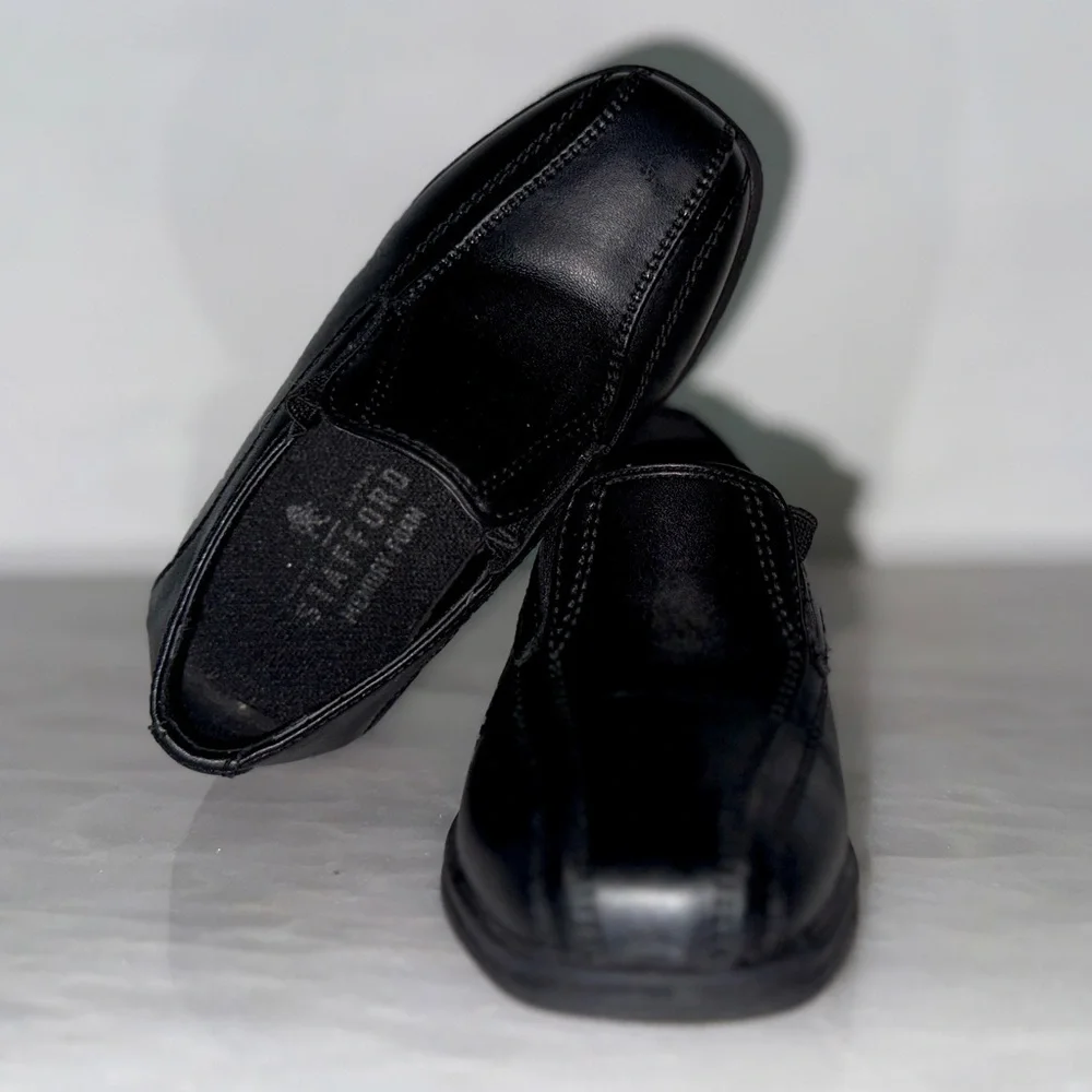 Stafford Toddler Boys Black Dress Shoes – Size 6M Medium, Slip-On Loafers.